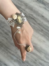 Wedding Off White Pearl Rhinestone Cameo Bridal Bracelet