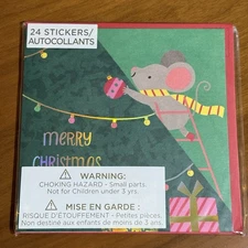 Papyrus Merry Christmas Pop Up Card 24 Stickers Kids Holidays Mouse Tree