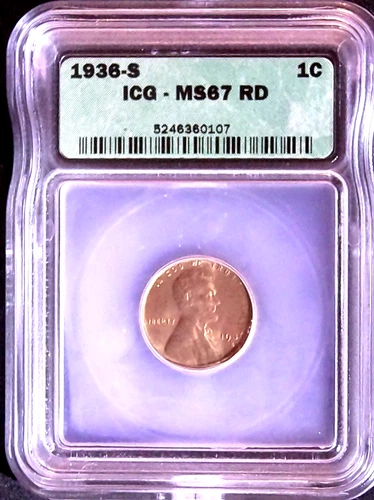1936-S LINCOLN IC , ICG MS67 RD
