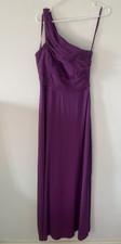 Coast Dress One Shoulder Purple Maxi Occasion Size 8 Pleated Wedding Lined