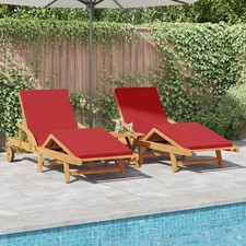 Chaise Longue avec Coussin Bain de Soleil Transat Bois d'Acacia