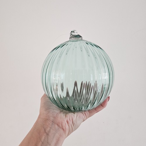 Witch Ball Christmas Ornament Antique Teal Rare Large Fluted glass Handblown - Picture 5 of 16