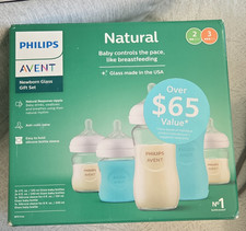Philips AVENT Natural Glass Bottle Set Wide Neck Anti-Colic BPA-Free 0 Mo