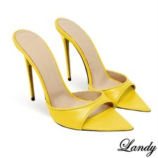 Women's Open Pointed Toe Stiletto Heels Slides Slippers Fashion Mules Sandals OL