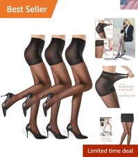 Women  s Black 20D Sheer Tights - Ultra Comfortable Control Top  Reinforced Toes