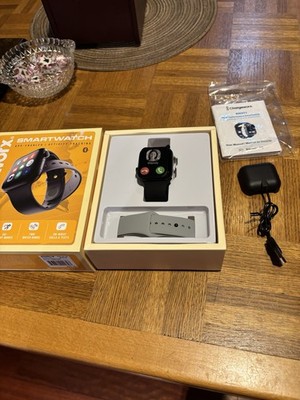 New Open Box Chargeworx KH371BKGR Smartwatch 1.44'' Touchscreen Bluetooth.
