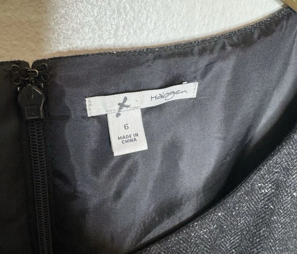 Halogen 女式 6 码紧身铅笔裙黑色粗花呢羊毛混纺无袖 — 第 3/4 张图片