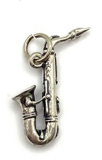 Sterling Silver / 925 Saxophone Jazz Musical Instruments 3D Charm Pendant