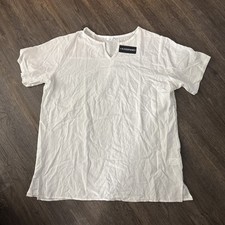 Coofandy Men's Linen Textured Beach Tee Shirt White Cotton XL