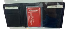 Marshal Genuine Leather Bifold Wallet With Card Slots  ID Window Black 104a