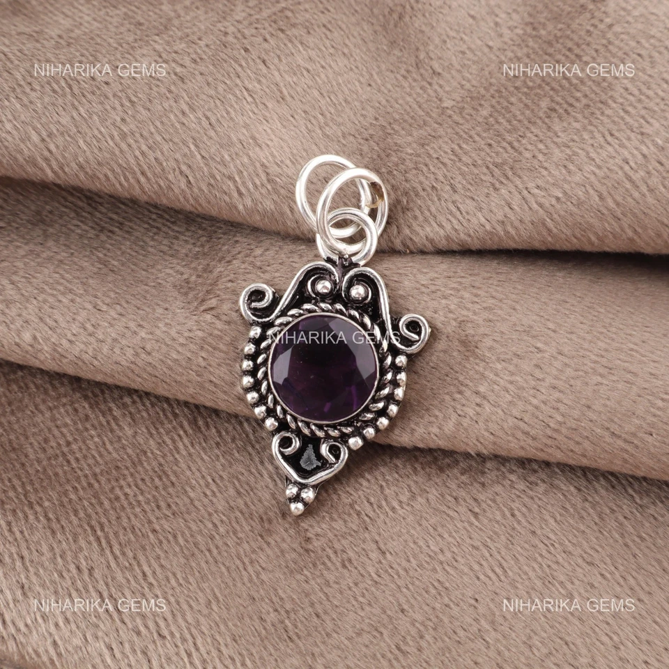 Febrero Nacimiento Amatista Natural Cumpleaños Hecho Nuevo Colgante Joyería 925 - Imagen 4 de 4