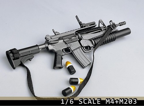 1/6 WWII M4+M203 Weapon Model Male Gun Rifle For 12'' Action Figure Soldier Body - Picture 8 of 8