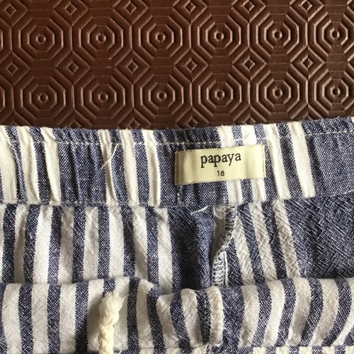 Ladies Summer Shorts Blue And White Stripe Size 18 Linen Mix, Papaya Brand. - Picture 4 of 5