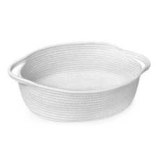 Cesta tejida pequeña blanca, 13” x 9” x 5” Cestas para guardar regalos