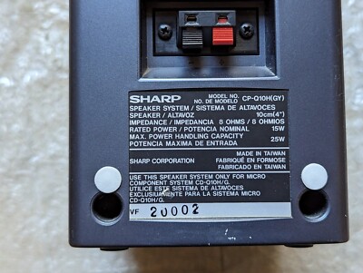 Sharp CP-Q10H (GY) 8 Ohms Rated Power 15W Max Power 25W Lautsprecher