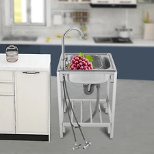 Stainless Steel Single Bowl Utility Sink For Laundry Room Bathroom Kitchen