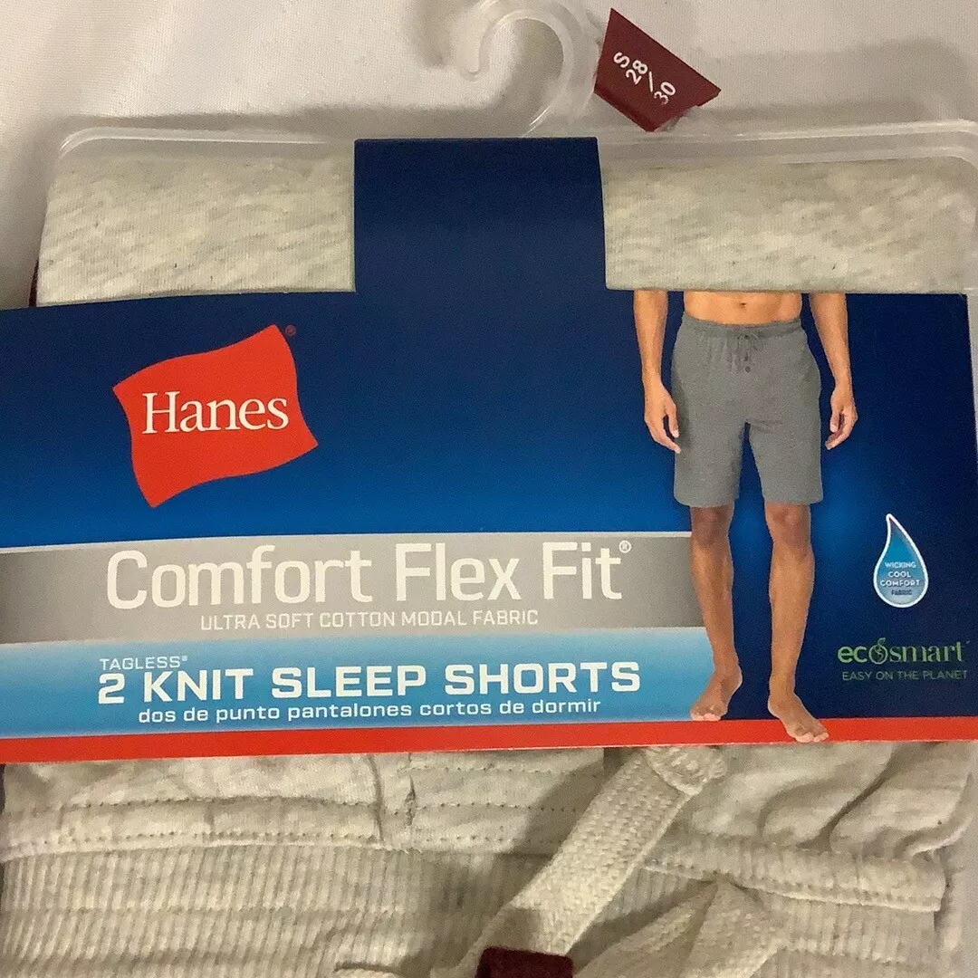 Hanes Knit Sleep Shorts Mens Size S Gray Red Comfort Flex Fit 2