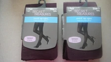 2-Pair Secret Treasures Control Top Tights ST50Z Burgandy, Choose Size, NEW!