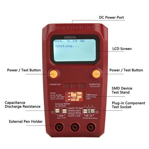 BSIDE ESR02 Pro Digital Transistor Tester SMD ESR MOSFET Capacitor Resistor New - Picture 1 of 12