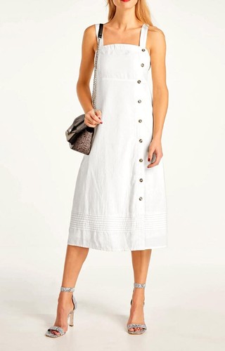 Vestido HEINE con lino offwhite blanco midi talla 40 42 44 - Imagen 2 de 5