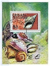 Seashell Souvenir Sheet Grenada - Grenadines Scott # 144 lightly cancelled