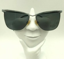 Vintage Monet MT-15 TEL Green Silver Metal Oval Sunglasses FRAMES ONLY