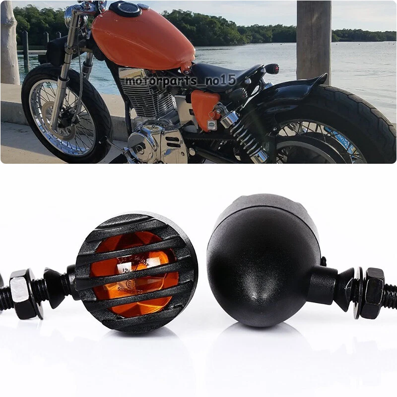 2x Luces indicadoras ámbar intermitentes de bala negras para motocicleta 12V Foto 2 de 4