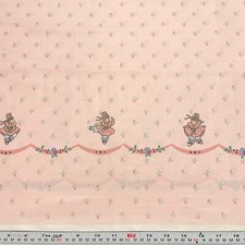 Vintage 1991 Daisy Kingdom Ballerina Bunny Border Pink Cotton Blend Fabric 70x45