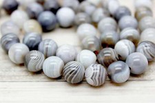 Natural Botswana Agate Beads Round Gray White Banded Agate Jewelry Gemstone PG06