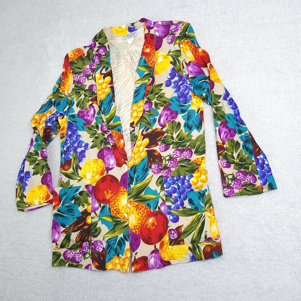 Ken Sington Square Blazer Women's Large USA Made 1 Button Pockets Shoulder Pads - Imagem 2 de 4