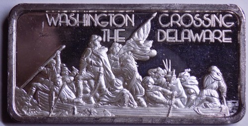 Washington Crossing the Delaware Hamilton Mint 1 troy oz 999 fine silver art bar