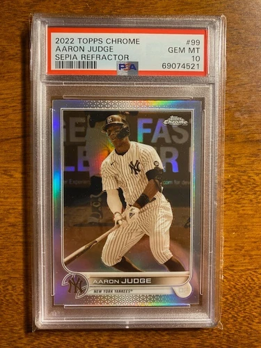 2022 Topps Chrome AARON JUDGE Sepia Refractor Card #99 Yankees PSA 10 GEM MT