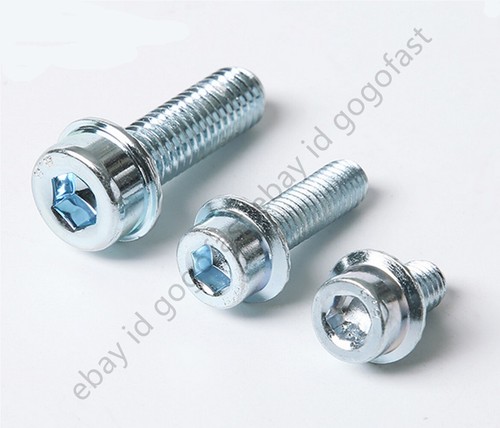 Galvanized Steel Hexagon Socket Head with Serrated Flange Screws M4 M5 M6 M8 M10 - Picture 3 of 12