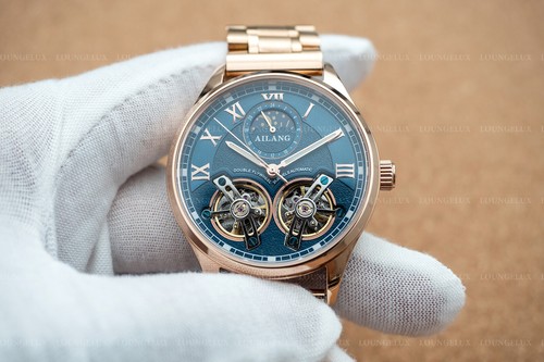 Reloj mecánico automático esqueleto de lujo para hombre doble volante acero inoxidable - Imagen 5 de 12