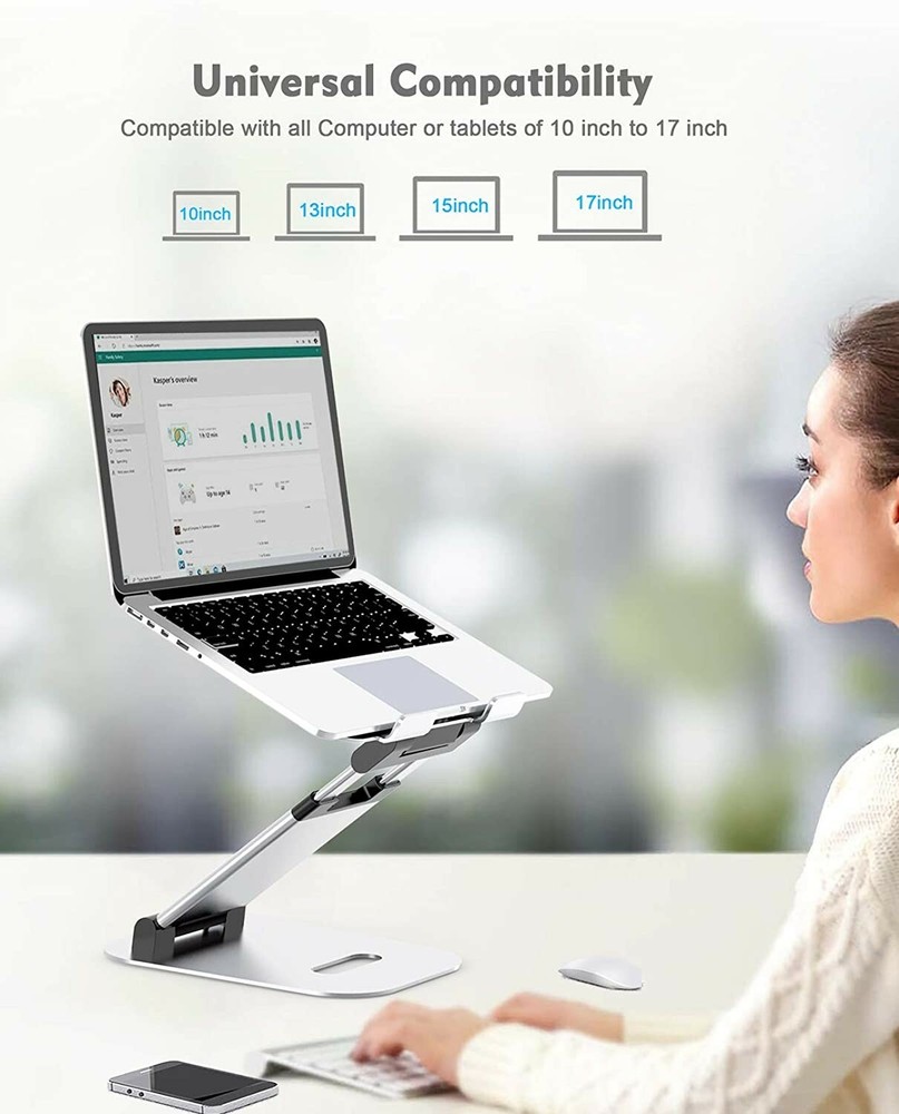 Adjustable Laptop Stand with Cooling Vents for Ergonomic Desk Use  