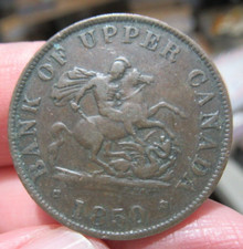 1850 Bank of Upper Canada One Half-Penny Colonial Bank Token