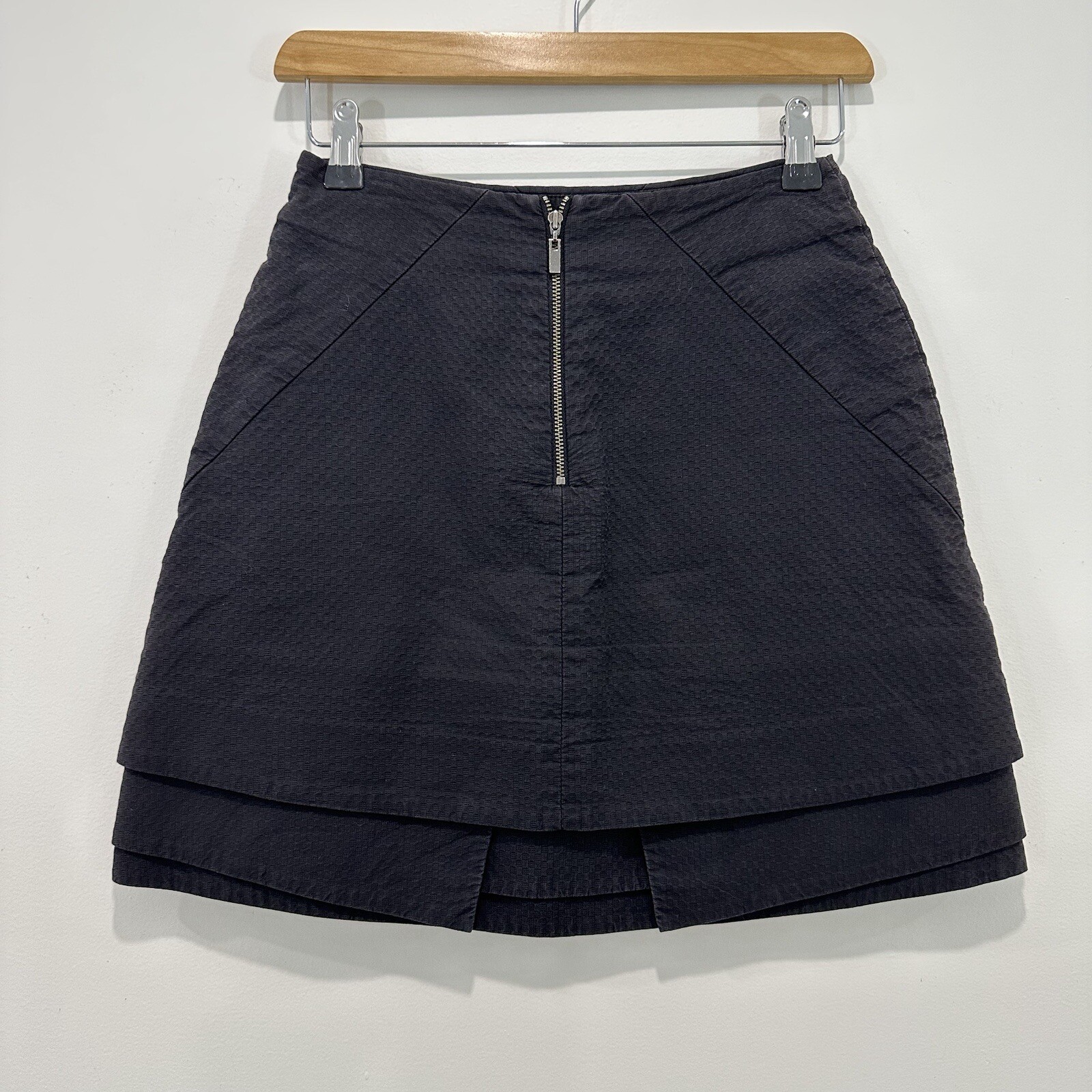 Cue Skirt Women 6 (24 in Waist) Black Mini Layered Made in Australia Casual image 2