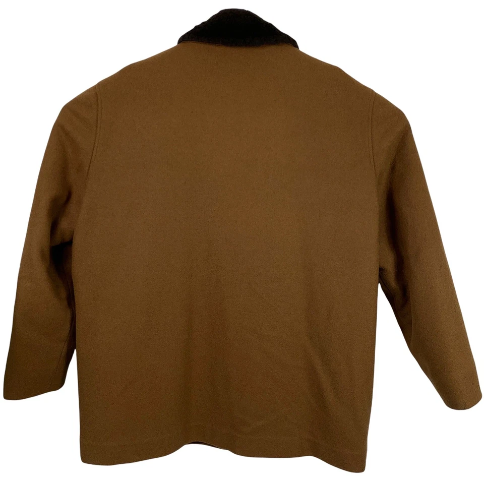Abrigo Chaqueta de Lana Pendleton Vintage Marrón Cremallera Cuello de Piel Sintética L/XL DEFECTUOSO Foto 3 de 4
