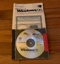 OEM Windows 95 Operating System CD Certificate Authenticity Product Key Manual