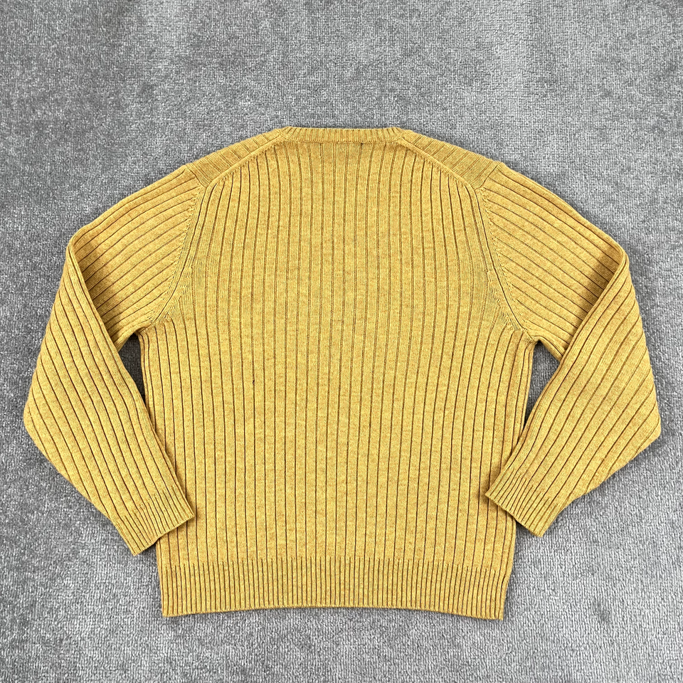BROOKS BROTHERS Sweater Mens Medium Yellow Lambs Wool Knit Jumper Long