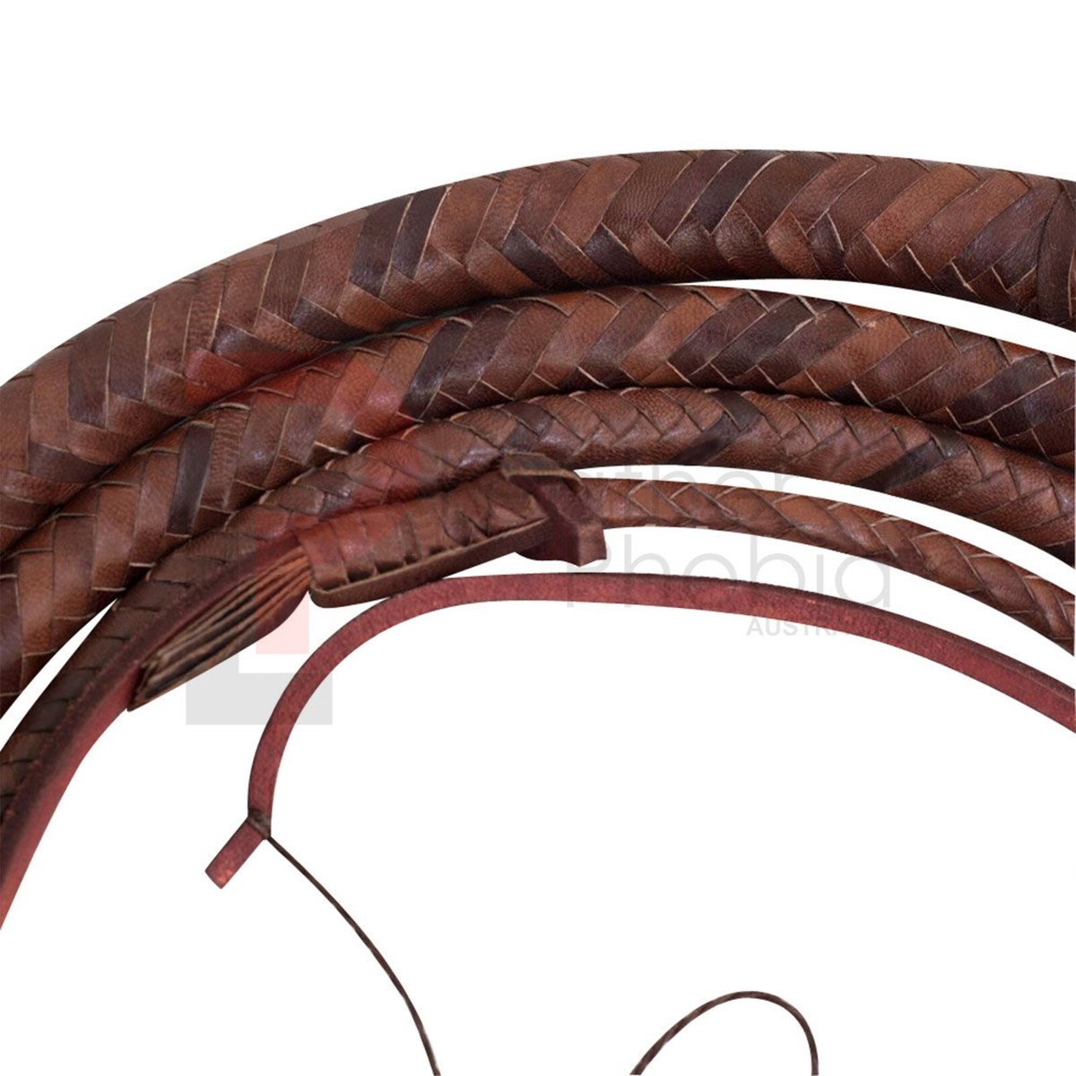 Double Belly Leather Bullwhip, 12 Feet Long, 16 Plaited