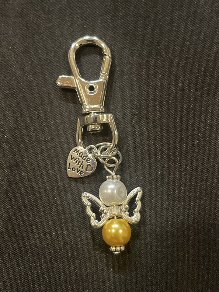 ️ ️ Angel & Heart Bag Charm/Key Chain Swivel Clip Pendant Handmade With