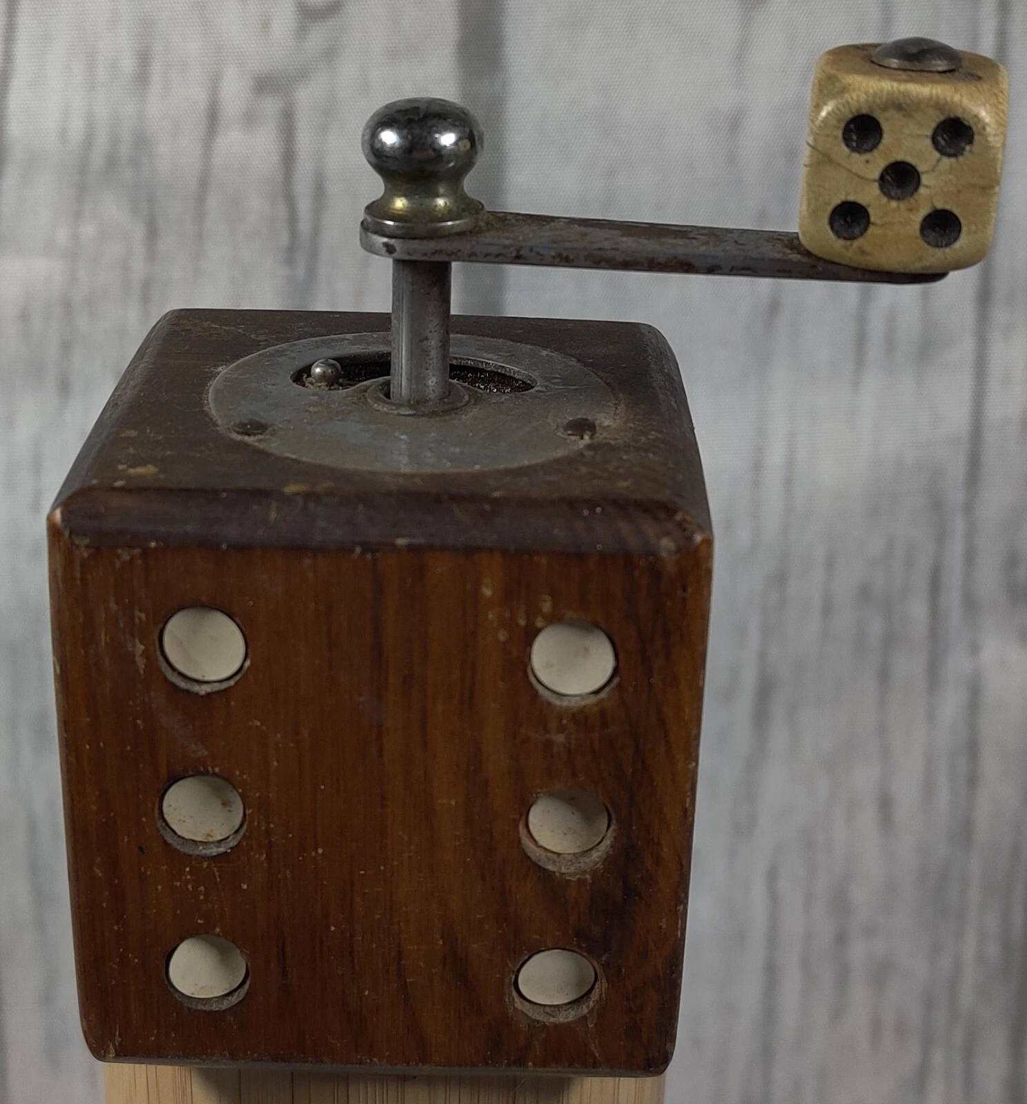 SBM Pepper Mill Grinder Made in France Gamer, Gambler Or D&D Wooden Die Vintage.
