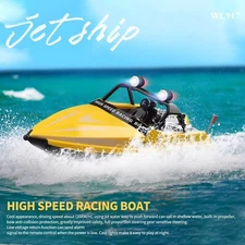 Jet Boat Wltoys WL917 2.4G RC Racing Boat 16KM/H High-Speed RC Yellow - AU STOCK