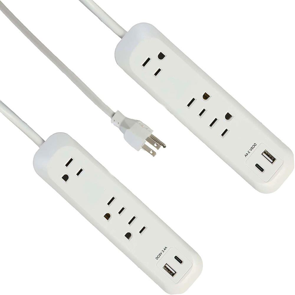 Surge Protector Power Strip with 3 Outlets USB Type C Port 6Ft Extension Cord-image