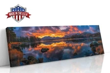 Firefall Reflection Canvas Print for Home Decor, Sunset Wall Decor Art Poster