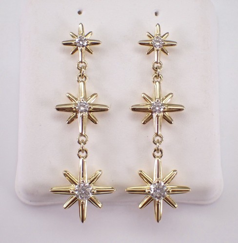 Orecchini stella pendenti oro giallo diamanti design lampadario celeste - Foto 1 di 5