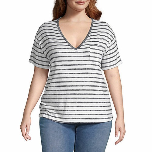 Shirt Size 2X White Navy Stripe 