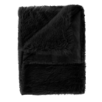 Heckett Lane Perle Felldecke Kuscheldecke Zotteldecke Plaid 140x200 Black