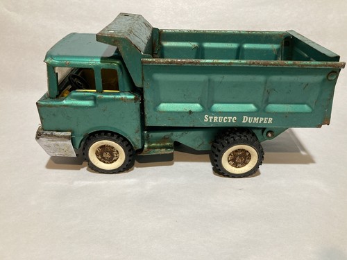 Vintage Structo Dumper Green Dump Truck Original 1960's Pressed Steel - Picture 3 of 15